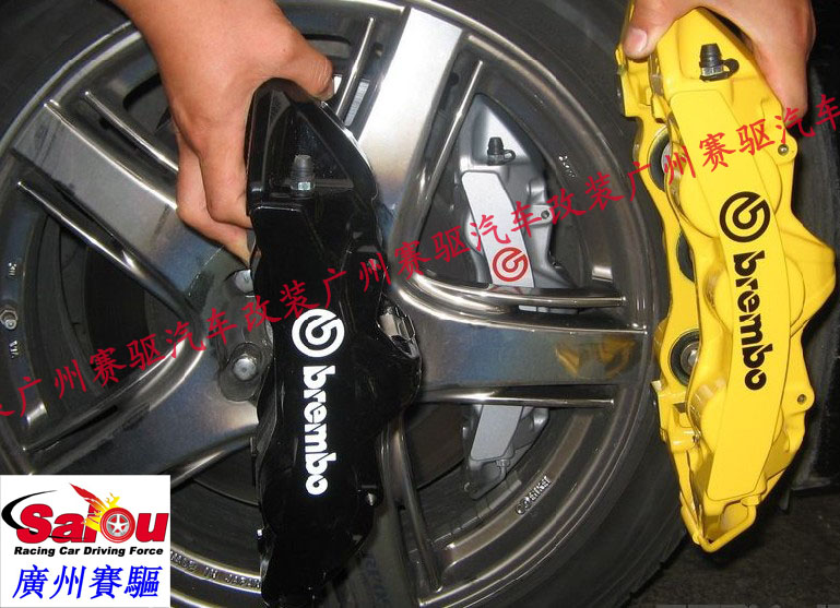 意大利BREMBO 6活塞卡鉗競(jìng)技版剎車(chē) 黑色BREMBO GT版實(shí)車(chē)套裝